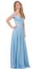Main image of Cold Shoulder Beaded Lace Bodice Long Prom Dress